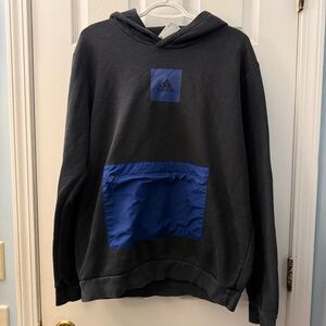 Adidas Pullover Hoodie All SZN Men’s Black Blue Media Pocket Size Large